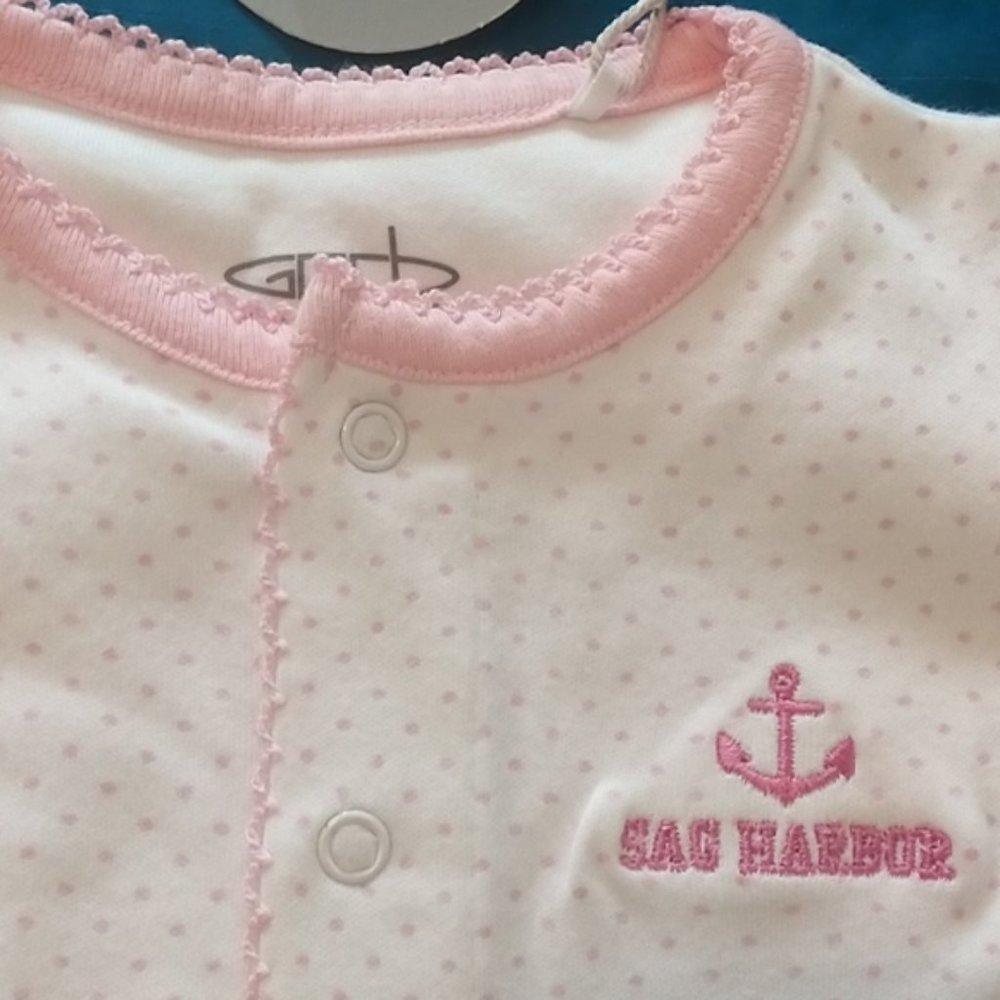 Sag Harbor Pink Bodysuit Footed Footie Dot 3M Baby Girl New with Tags Luxury